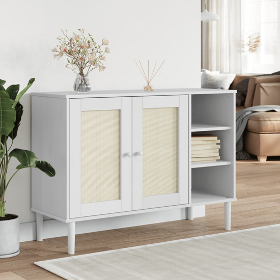 Product photograph of Fenland Wooden Sideboard With 2 Doors 3 Shelves In White from Furniture in Fashion