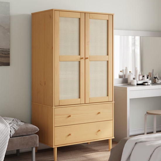Product photograph of Fenland Wooden Wardrobe With 2 Door 2 Drawer In Brown from Furniture in Fashion