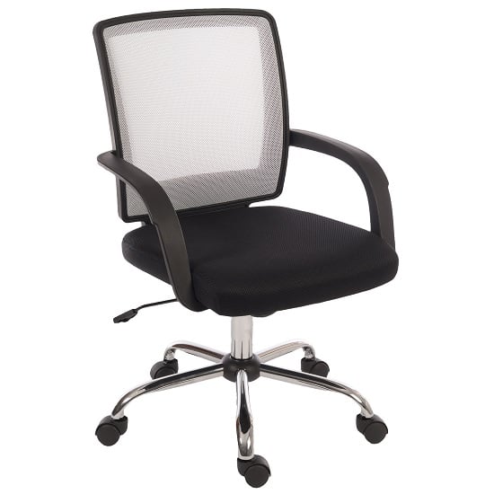 Product photograph of Fenton Home Office Chair In Black With White Mesh Back from Furniture in Fashion