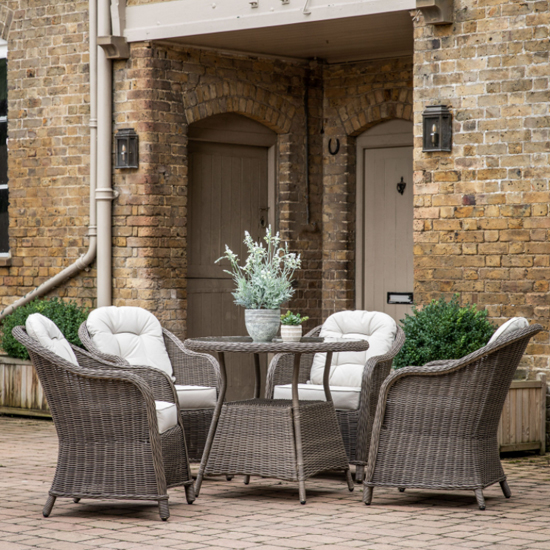 Photo of Ferax outdoor 4 seater dining set in natural weave rattan