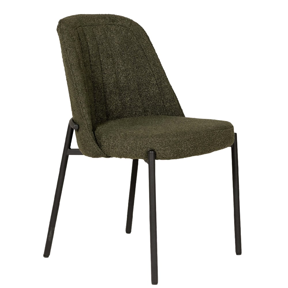 Product photograph of Ferndale Fabric Dining Chair With Black Legs In Green from Furniture in Fashion