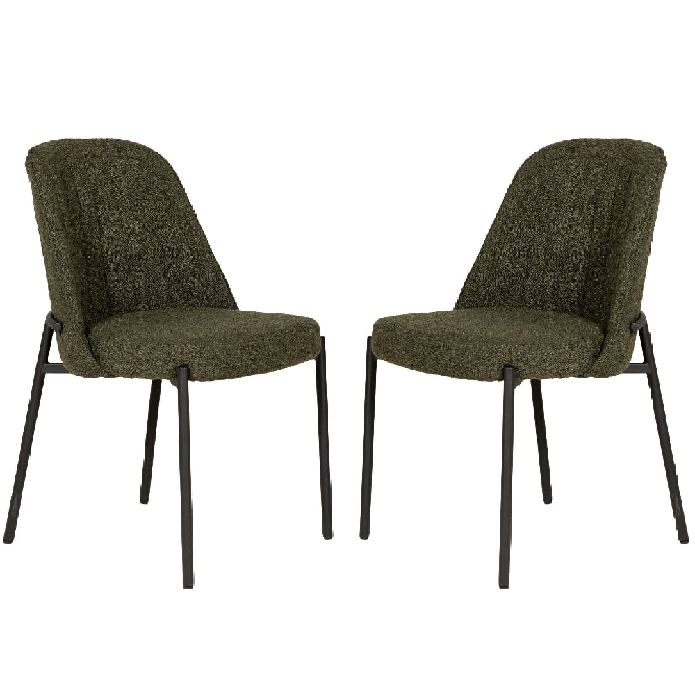 ferndale green fabric dining chairs with black legs in pair