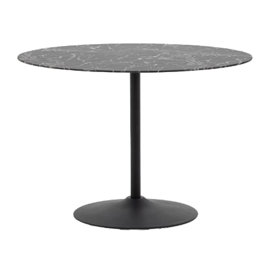 Field Round Glass Dining Table In Black Marble Effect Furniture In Fashion