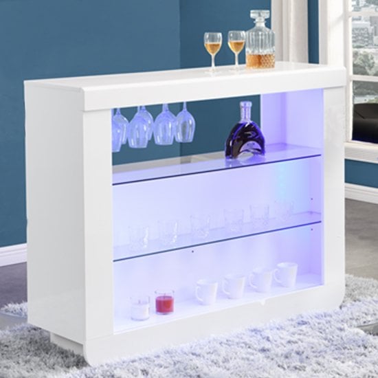 Read more about Fiesta high gloss bar table unit in white with led lighting