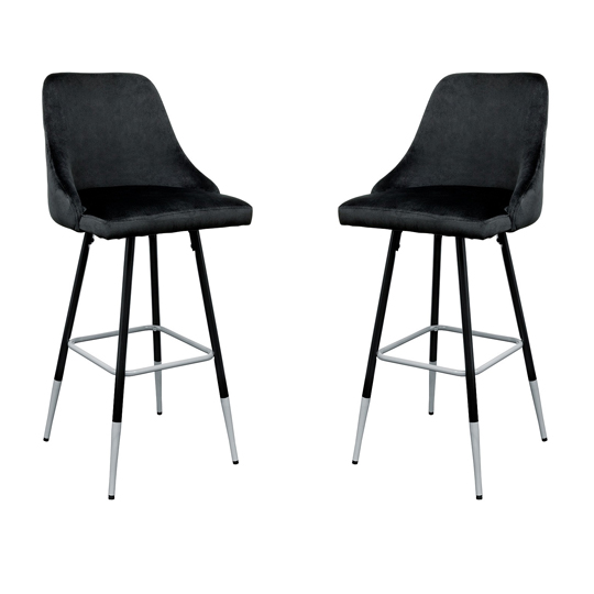 View Fiona black fabric bar stool in pair