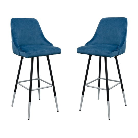 View Fiona blue fabric bar stool in pair