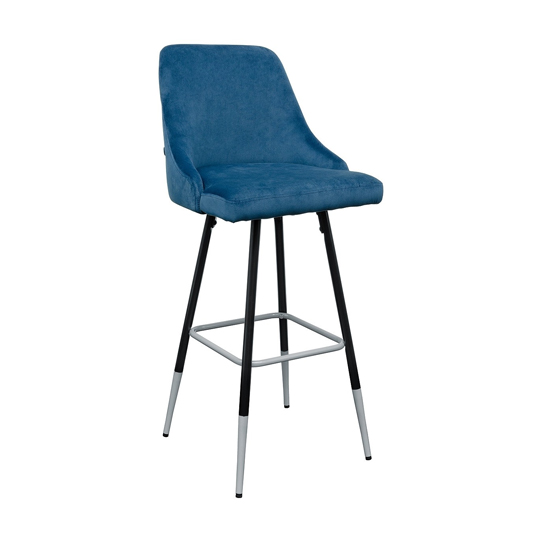 View Fiona blue fabric bar stool with metal legs