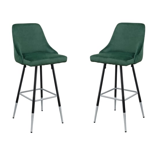 Photo of Fiona green fabric bar stool in pair