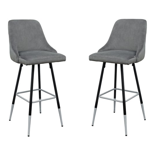 View Fiona grey fabric bar stool in pair