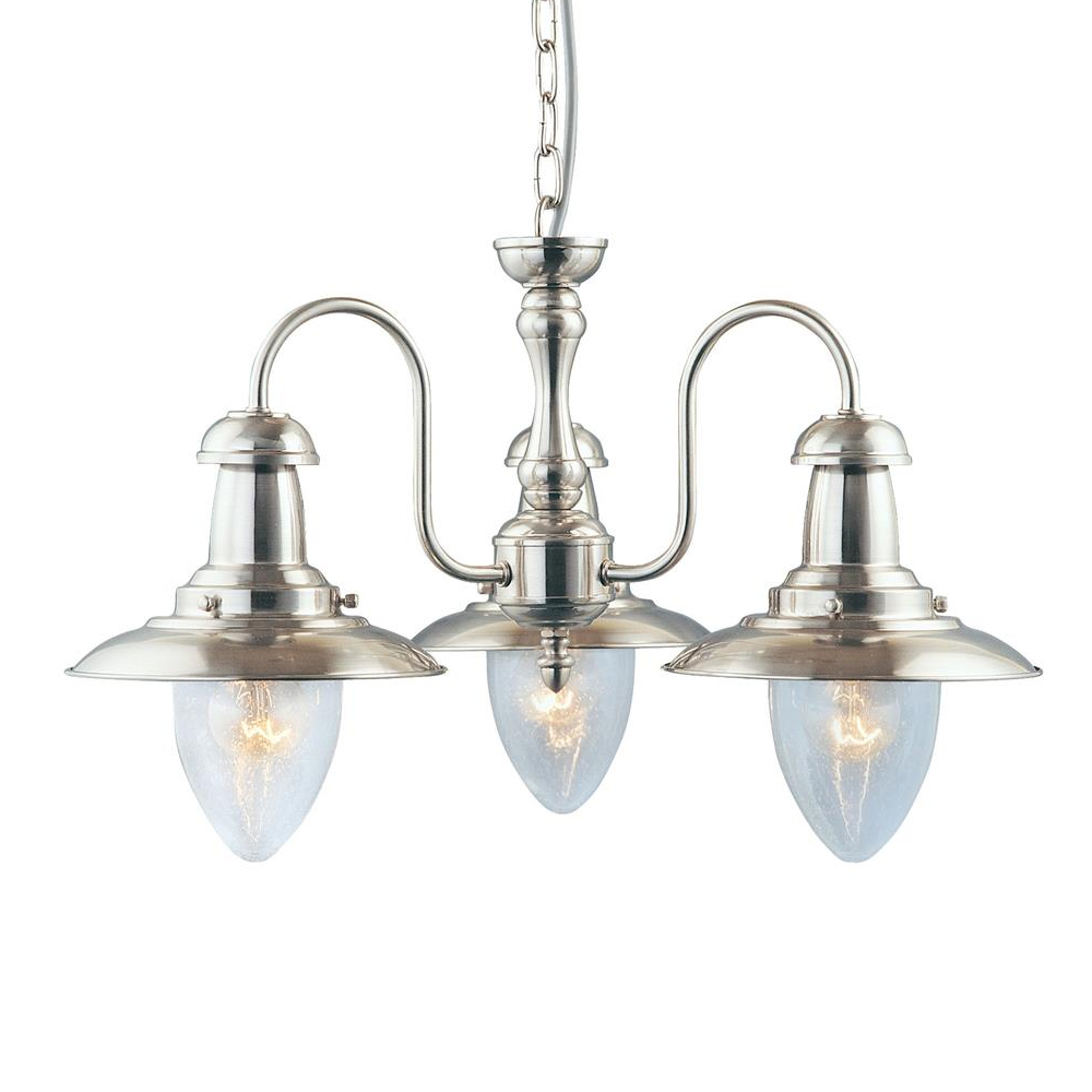 Product photograph of Fisherman 3 Light Seeded Glass Pendant Light In Satin Silver from Furniture in Fashion