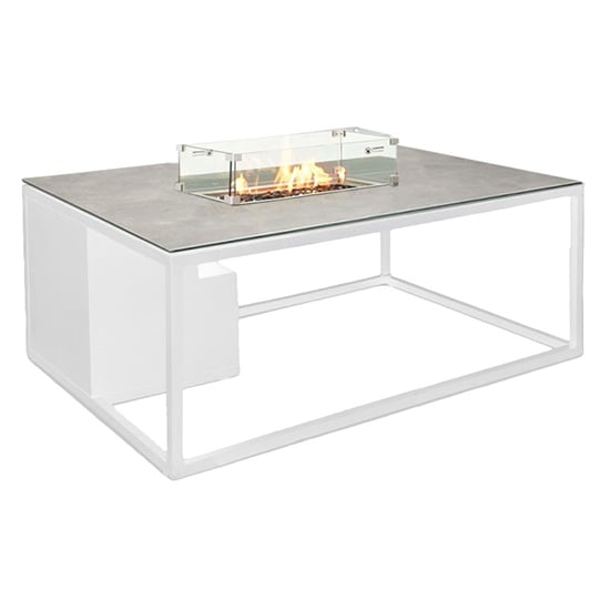 Read more about Flitwick glass low lounge dining table with firepit in stone