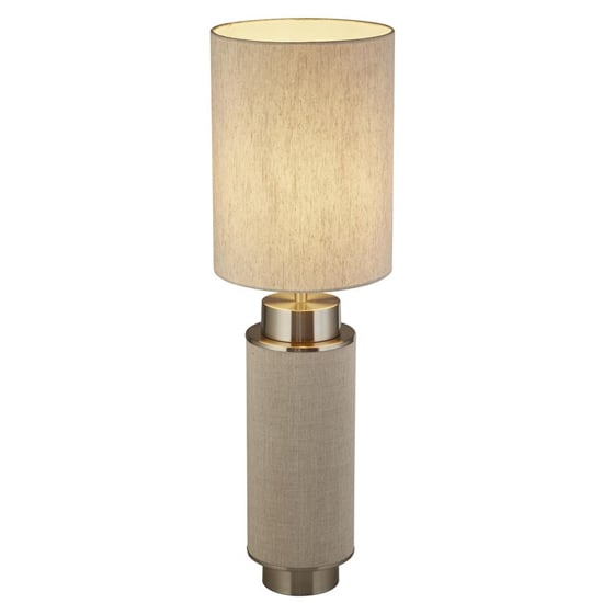 Read more about Flask natural shade table lamp in natural and satin nickel