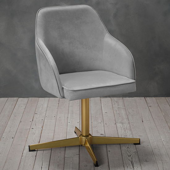 Product photograph of Flax Velvet Home And Office Chair In Grey from Furniture in Fashion