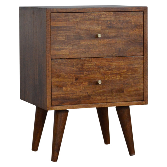 Flee Wooden Mixed Pattern Bedside Cabinet In Chestnut 2 Drawers Sale