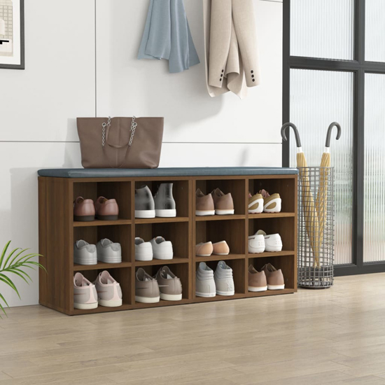 Read more about Fleta shoe storage bench with 12 shelves in brown oak