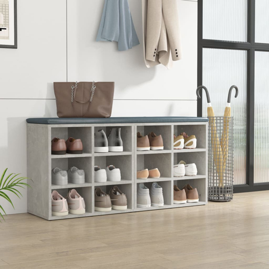 Read more about Fleta shoe storage bench with 12 shelves in concrete effect