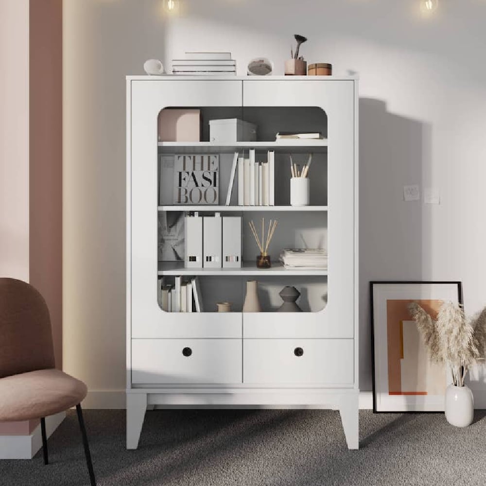 Read more about Fletcher wooden display cabinet with 2 drawers in white