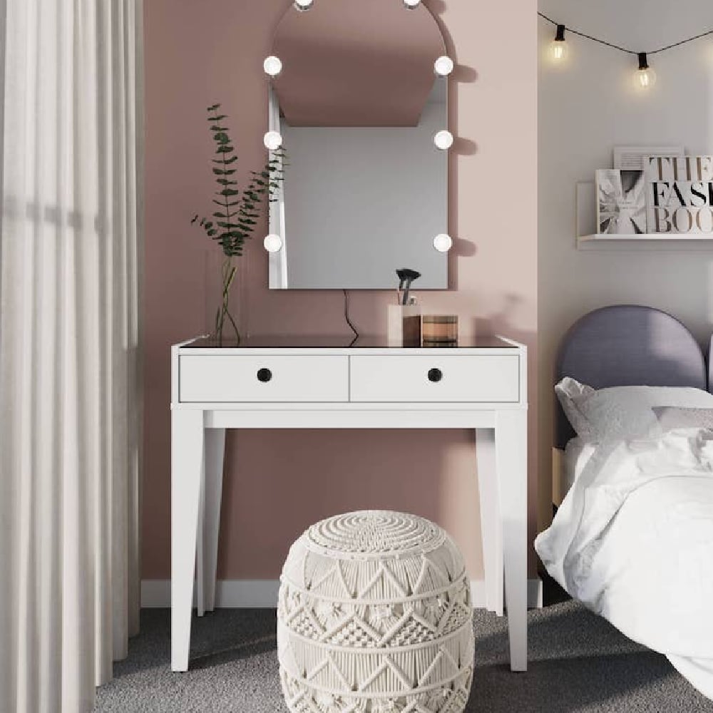 fletcher wooden dressing table with 2 drawers in white