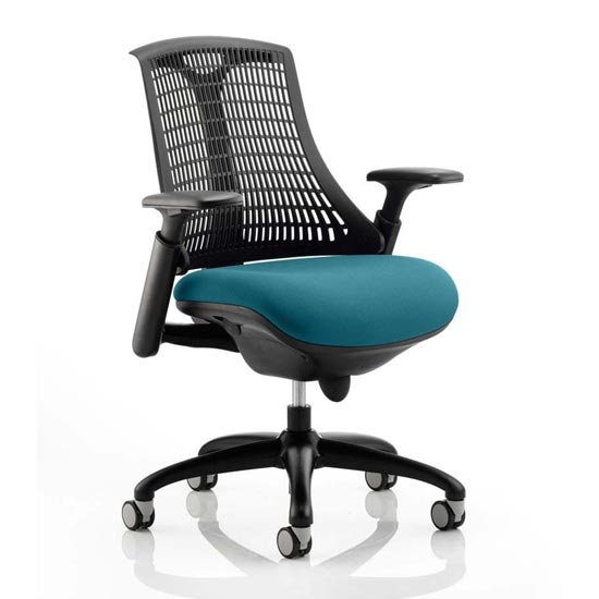 Photo of Flex task black back office chair with maringa teal seat