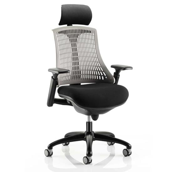 Product photograph of Flex Task Headrest Office Chair In Black Frame With Grey Back from Furniture in Fashion