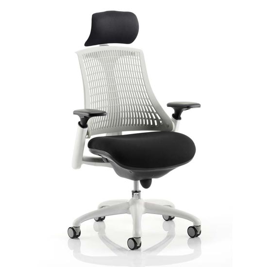 Product photograph of Flex Task Headrest Office Chair In White Frame With White Back from Furniture in Fashion