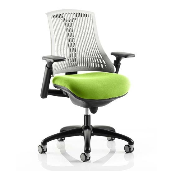 Photo of Flex task white back office chair with myrrh green seat