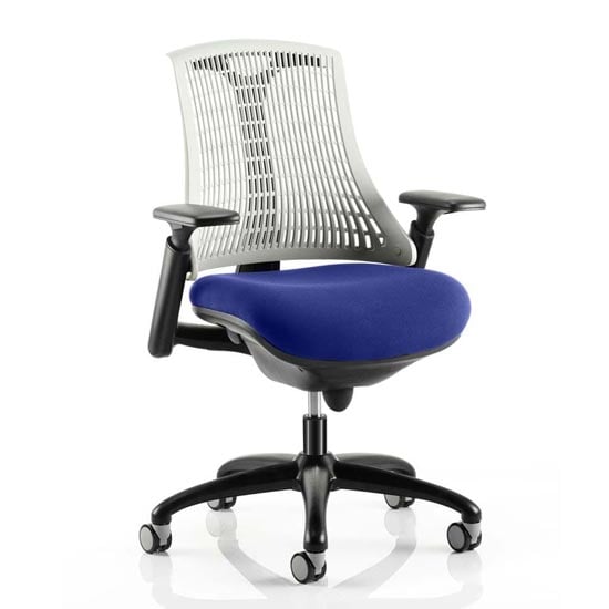 Read more about Flex task white back office chair with stevia blue seat