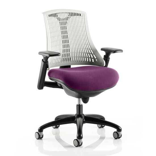 Photo of Flex task white back office chair with tansy purple seat