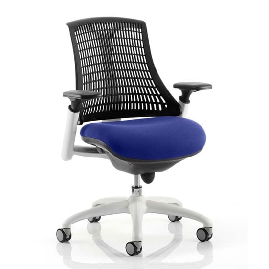 Product photograph of Flex Task White Frame Black Back Office Chair In Stevia Blue from Furniture in Fashion