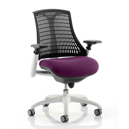 Photo of Flex task white frame black back office chair in tansy purple