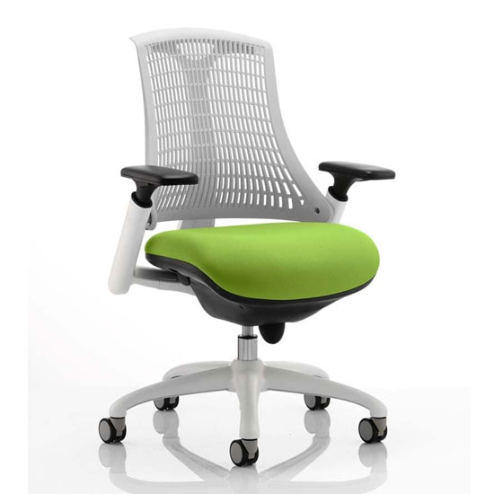 Product photograph of Flex Task White Frame White Back Office Chair In Myrrh Green from Furniture in Fashion