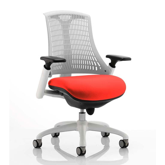 Photo of Flex task white frame white back office chair in tabasco red