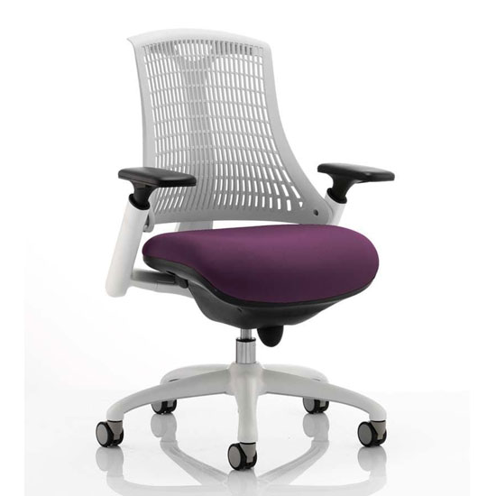 Photo of Flex task white frame white back office chair in tansy purple