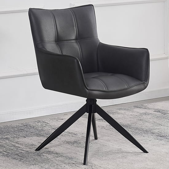 Read more about Flint faux leather dining chair in dark grey