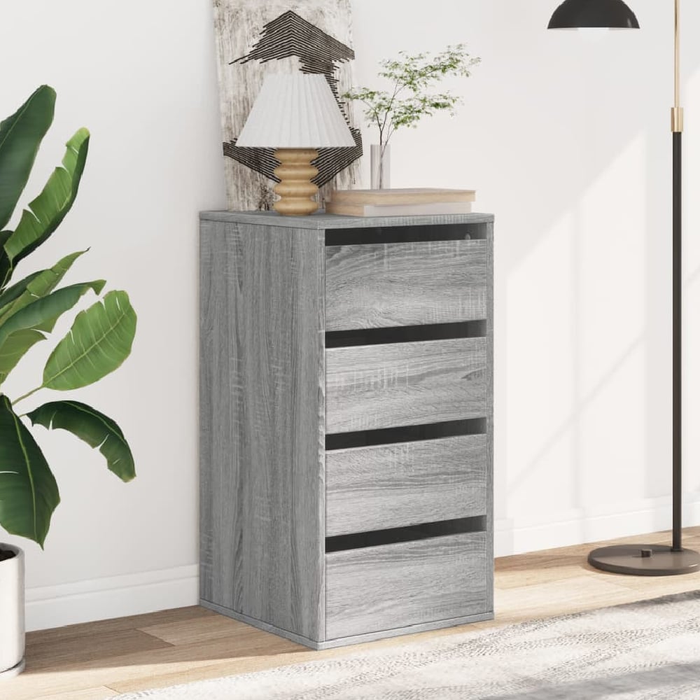 flint wooden chest of 4 drawers in grey sonoma