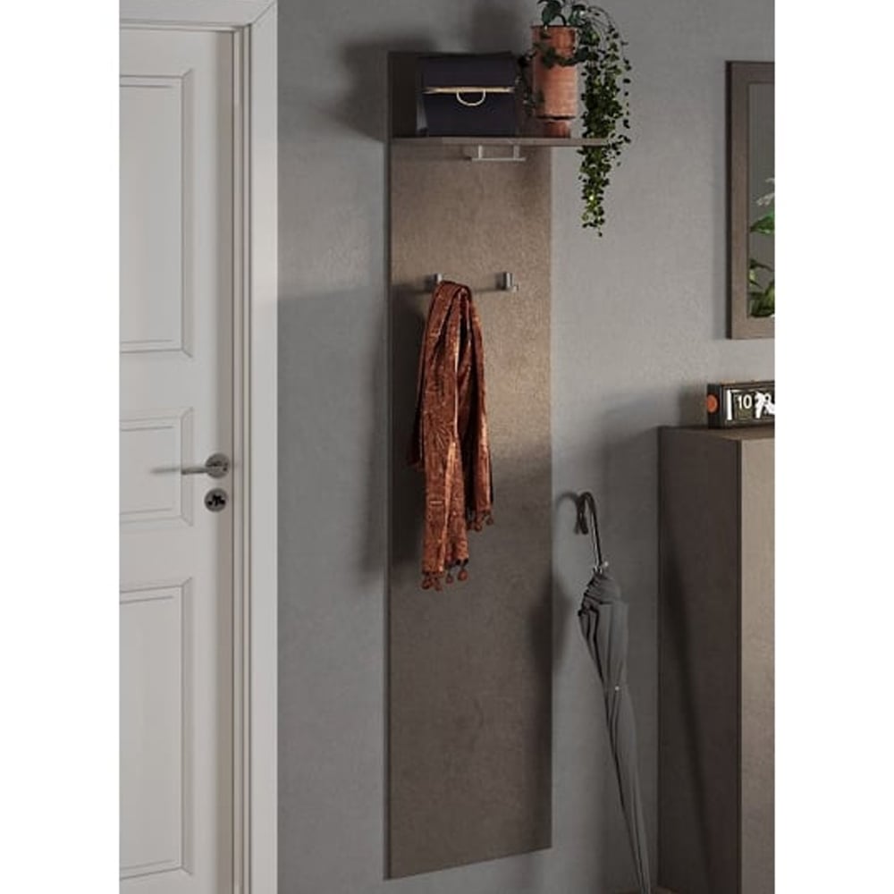 Read more about Flint wooden coat hanger panel with 2 hooks in bronze