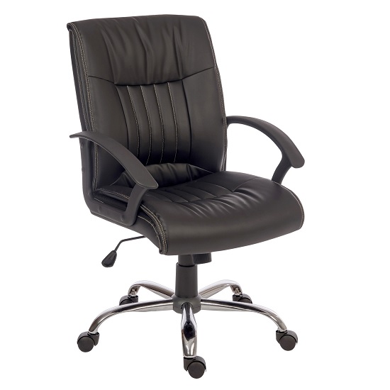 Product photograph of Flinton Executive Office Chair In Black Pu With Chrome Base from Furniture in Fashion