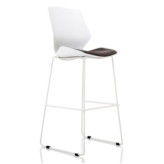 Product photograph of Florence Fabric High Office Stool In Grey With White Frame from Furniture in Fashion