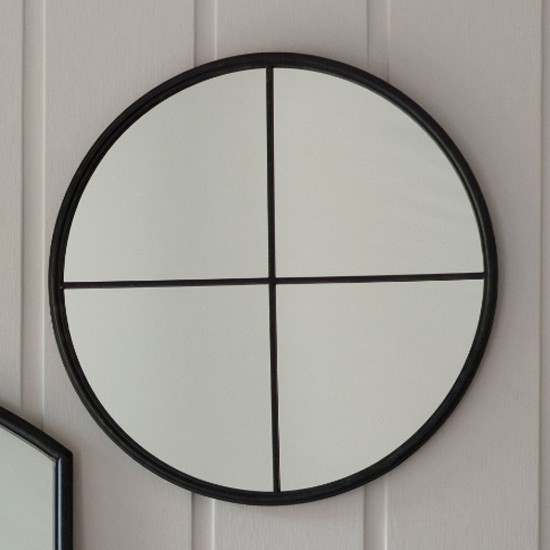 Product photograph of Florence Round Wall Mirror In Black from Furniture in Fashion