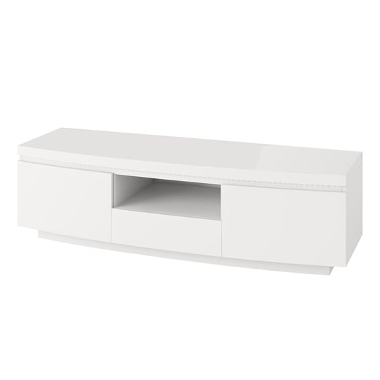 Product photograph of Felbridge Tv Stand In White High Gloss With Led Stripe from Furniture in Fashion