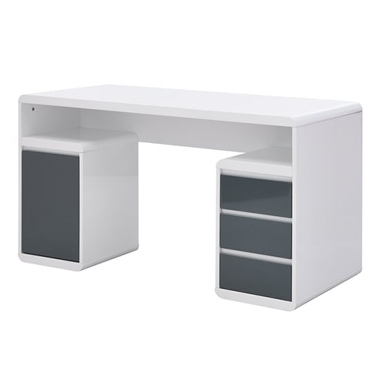 florentine computer desk in white high gloss with storage