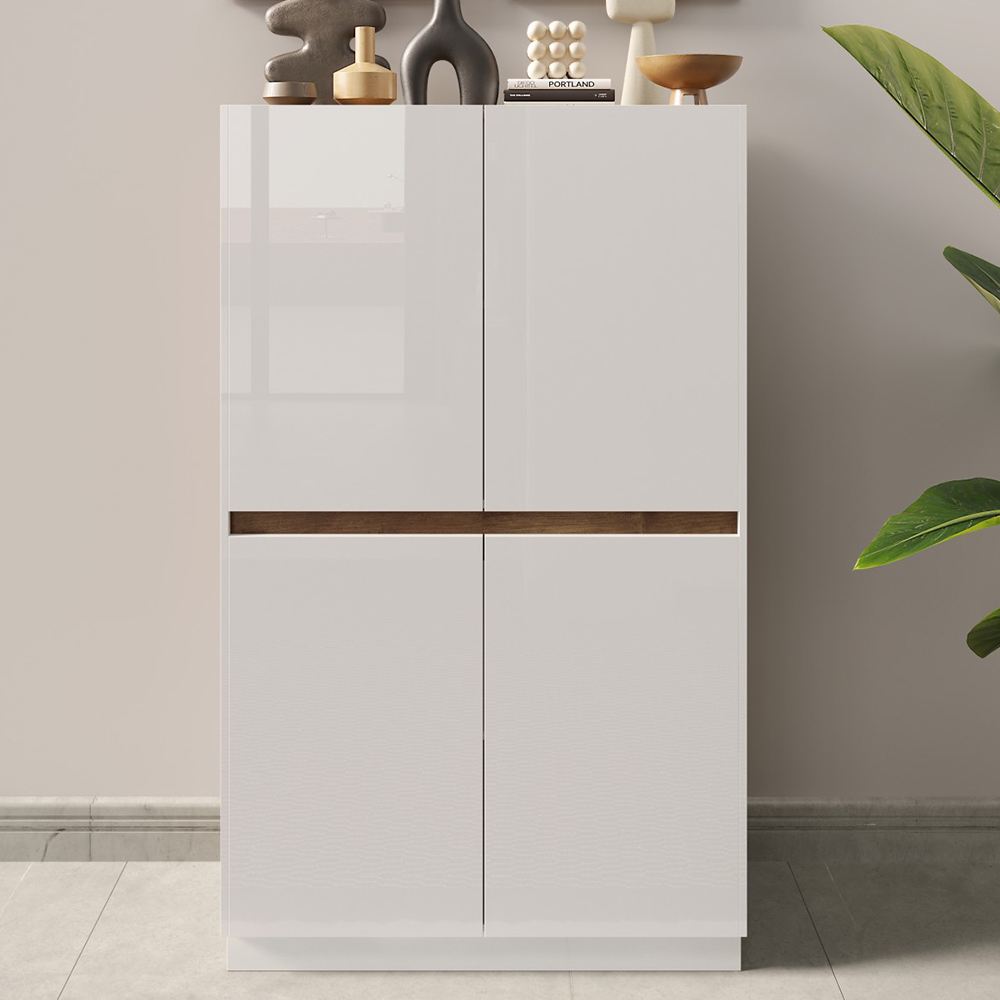 Read more about Flores white gloss highboard with 4 doors in dark oak