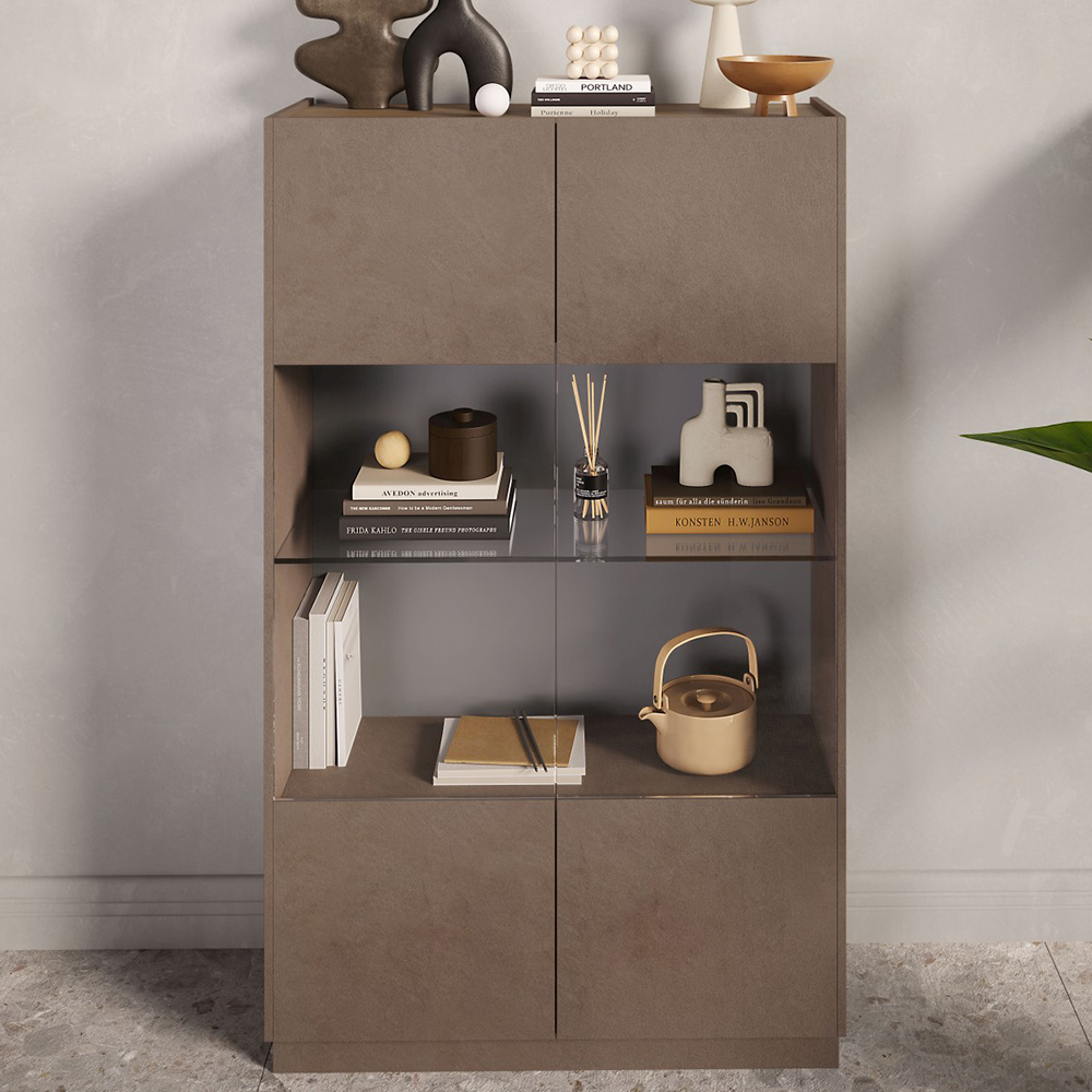 Read more about Flores wooden display cabinet with 2 doors in bronze dark oak