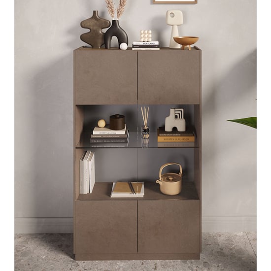 Product photograph of Flores Wooden Display Cabinet 2 Doors In Bronze And Dark Oak from Furniture in Fashion