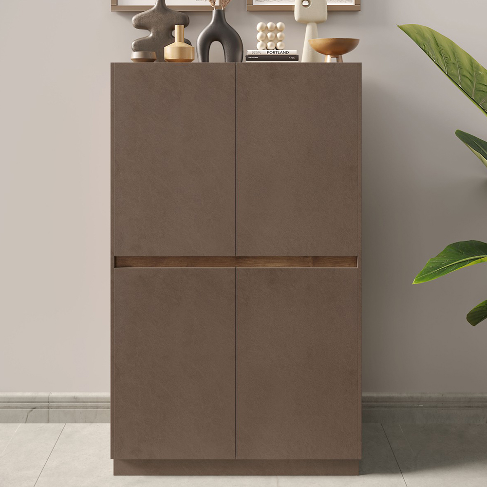 Read more about Flores wooden highboard with 4 doors in bronze dark oak