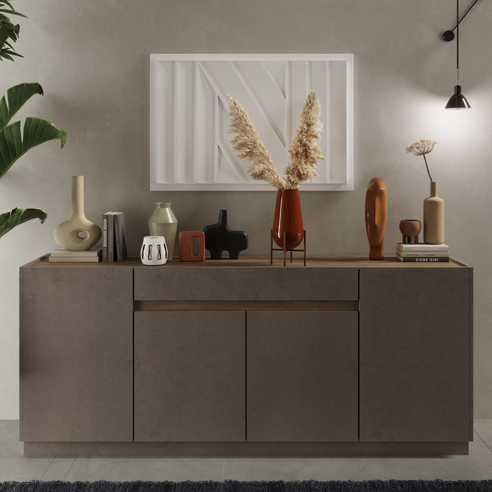 Read more about Flores wooden sideboard with 4 doors 1 drawer in bronze dark oak