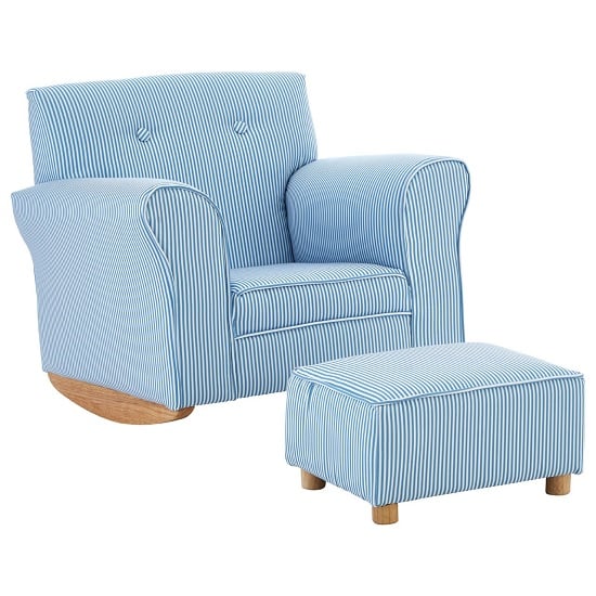 Read more about Floride kids rocker chair with foot stool in blue and white