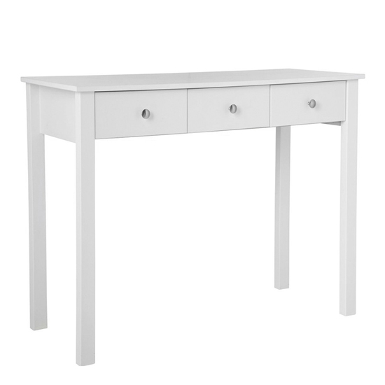Product photograph of Flosteen Wooden 3 Drawers Dressing Table In White from Furniture in Fashion
