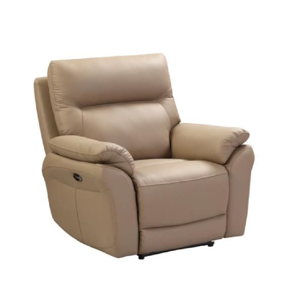 fontana faux leather electric recliner 1 seater sofa in latte