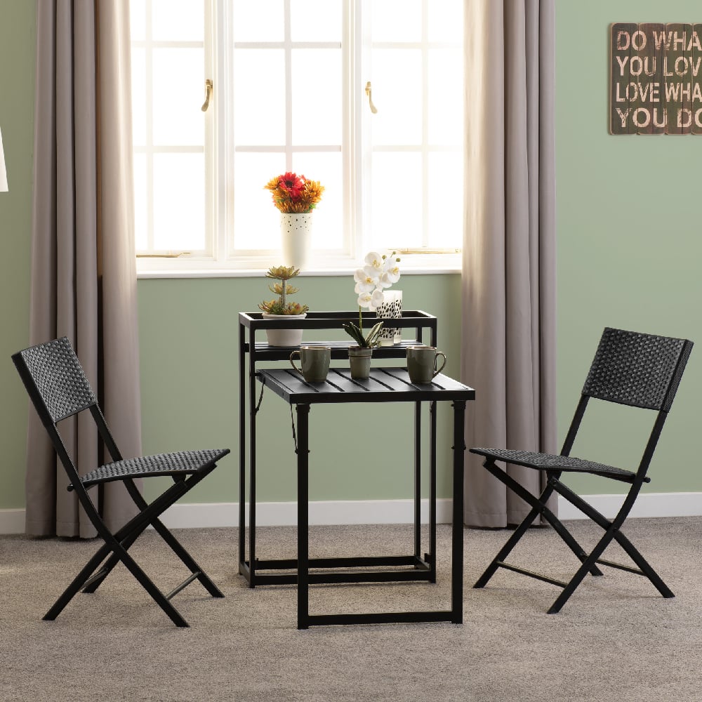 fontana metal foldaway 3 piece bistro set in black